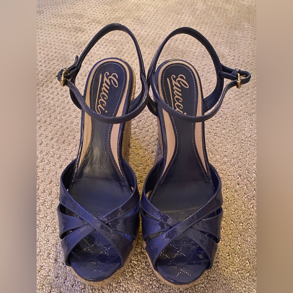 Gucci blue wedges